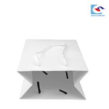 hot selling recyclable white paper shopping bags with handles